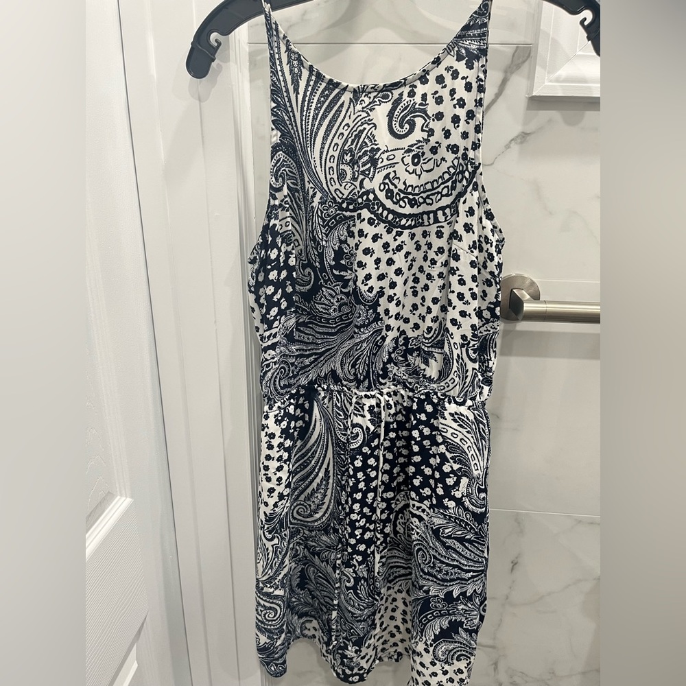 Aqua Paisley Mini Sleeveless Dress Size Medium